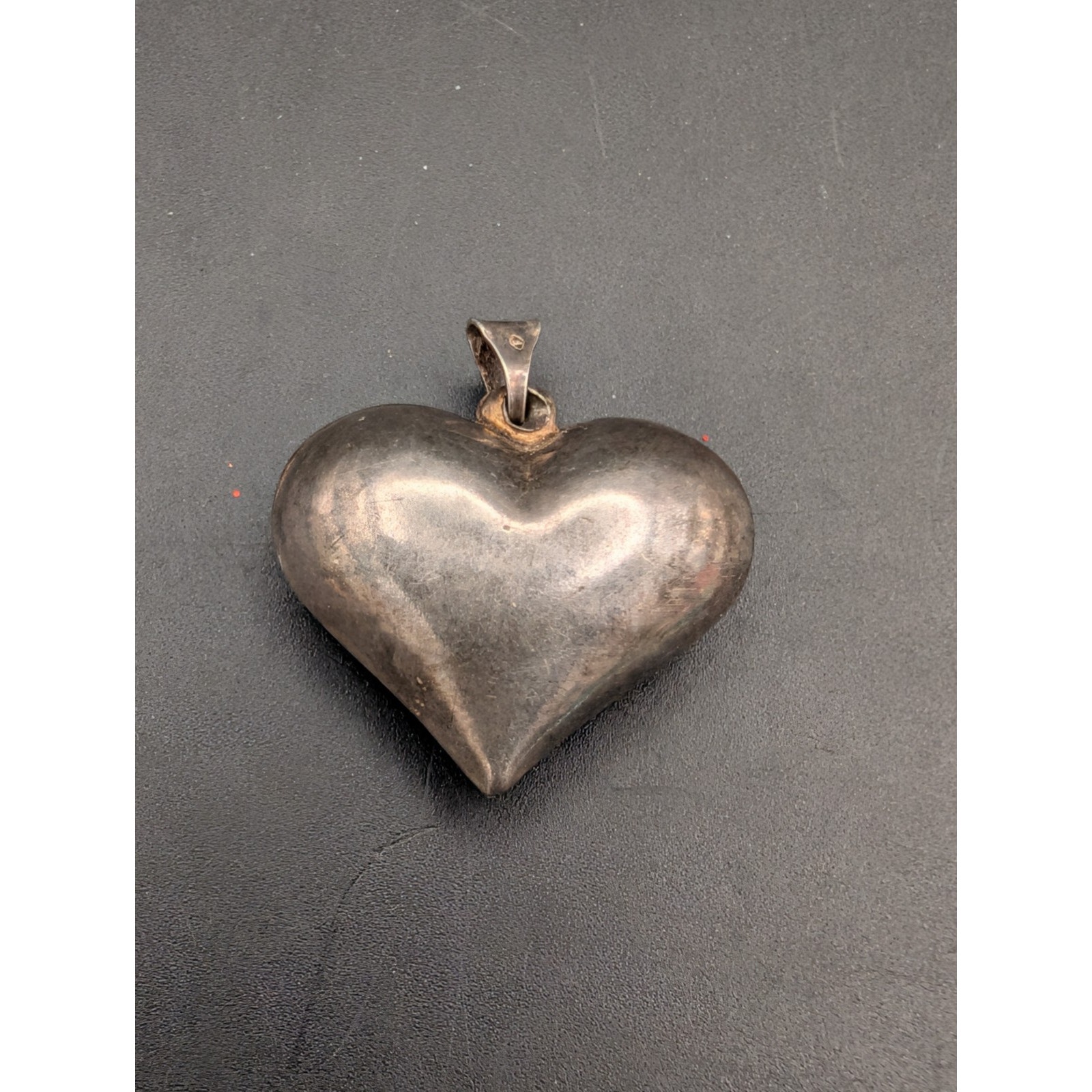 Vintage 925 Italy Sterling Silver Puffed Heart Pendant 2.68g Polished
